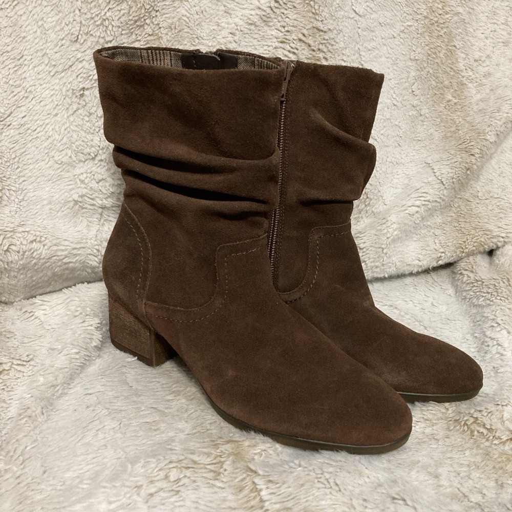 Abeo B.I.O System Women's Brown "Faith" Slouch Style Suede Ankle Boots - SZ 6.5N